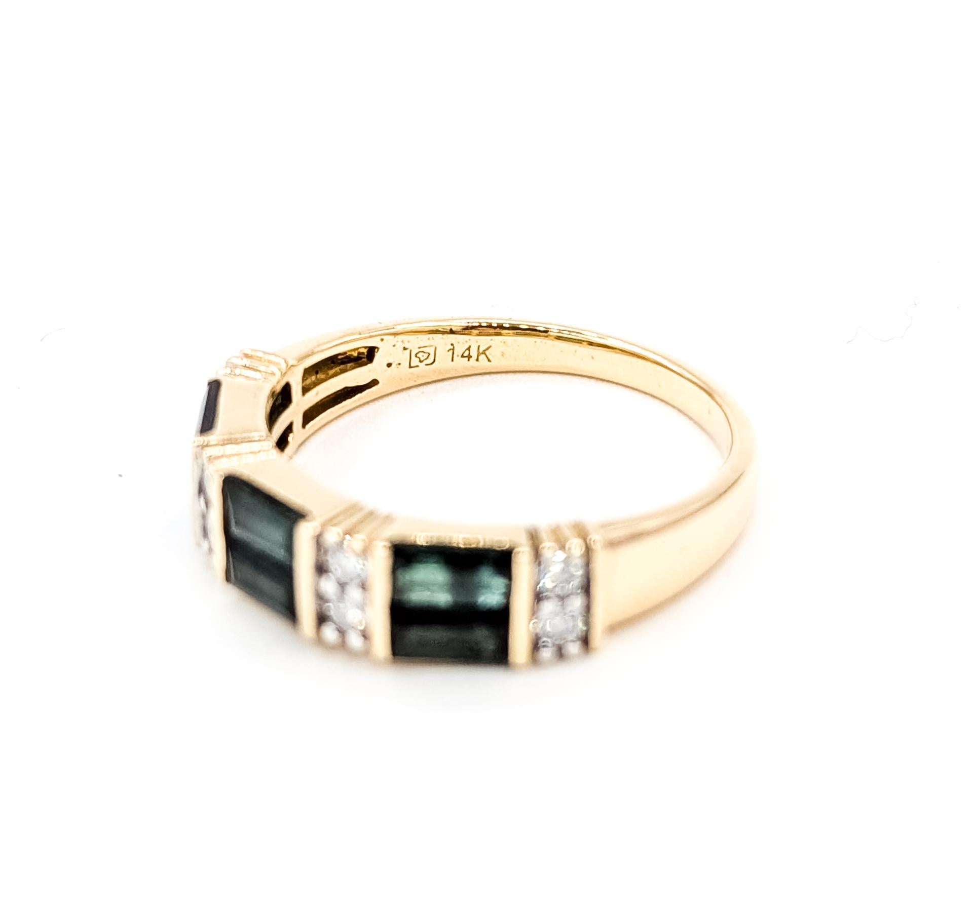 Anello a fascia con tormalina e diamanti in 14 carati in vendita 5