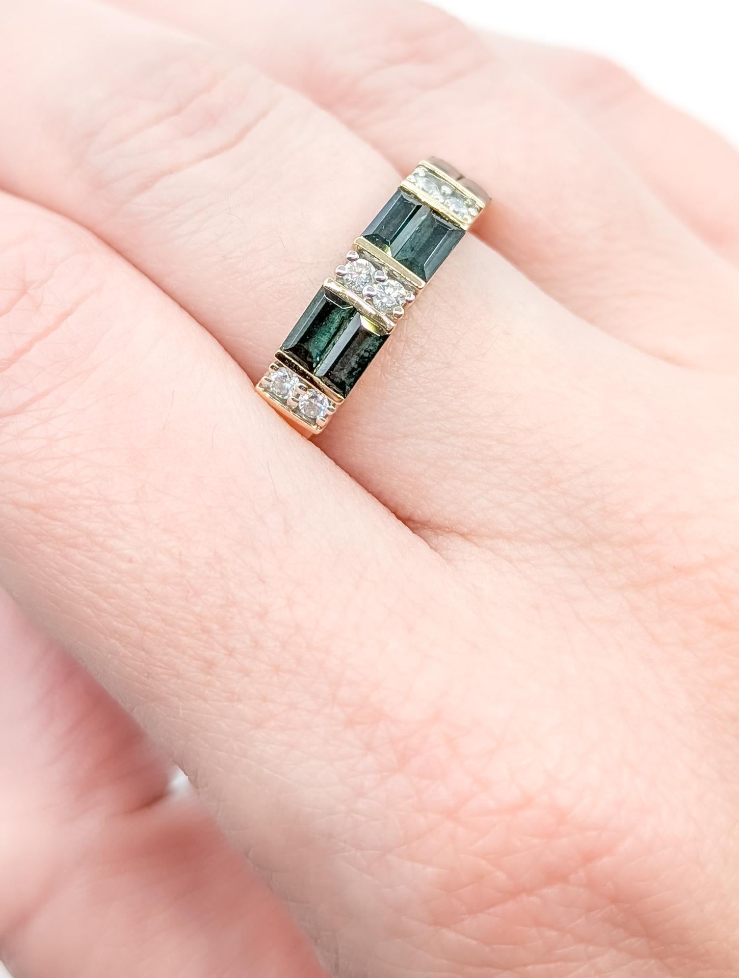 Donna Anello a fascia con tormalina e diamanti in 14 carati in vendita