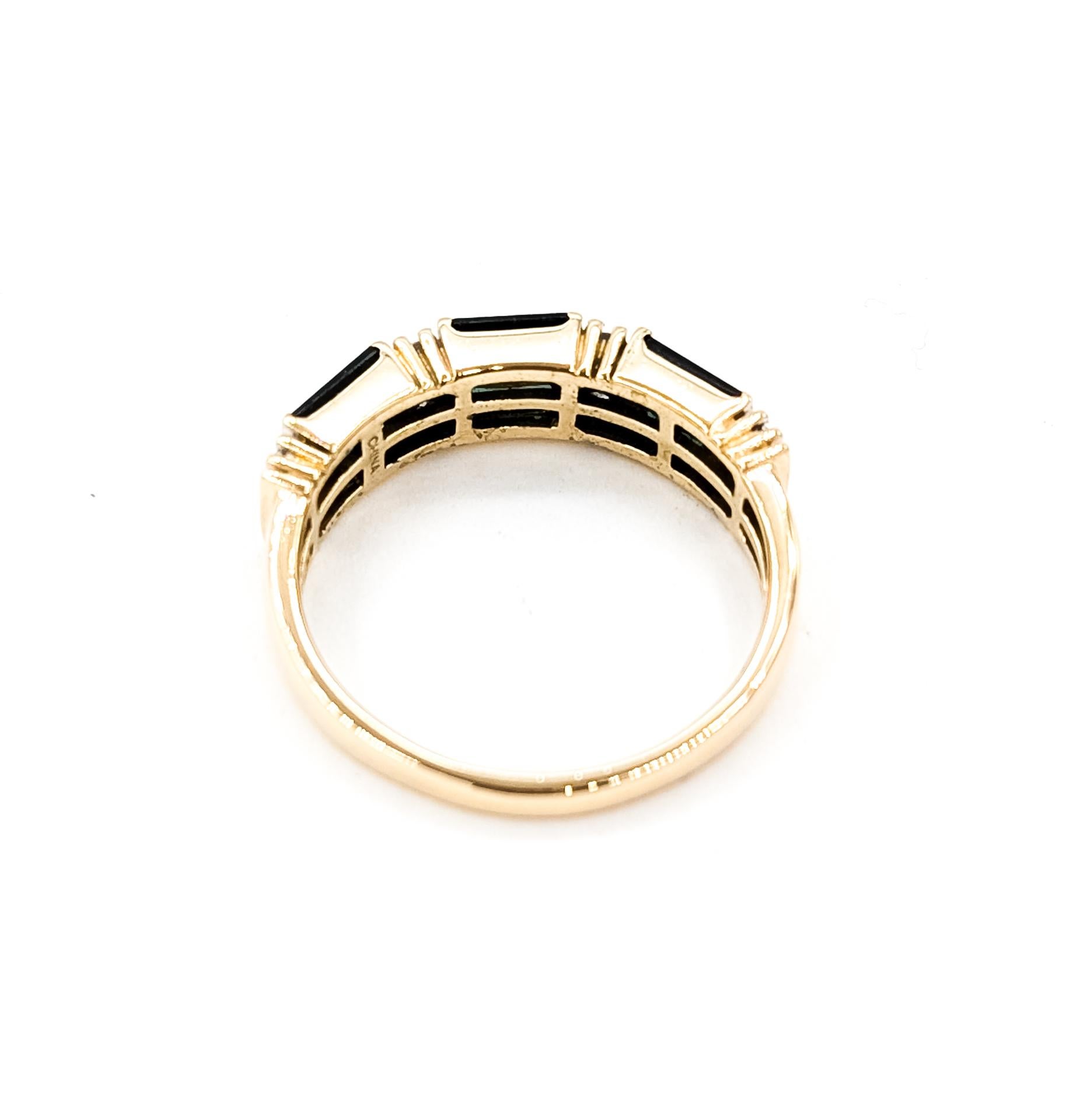 Anello a fascia con tormalina e diamanti in 14 carati in vendita 2