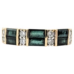 Striking Tourmaline & Diamond Band Ring in 14k