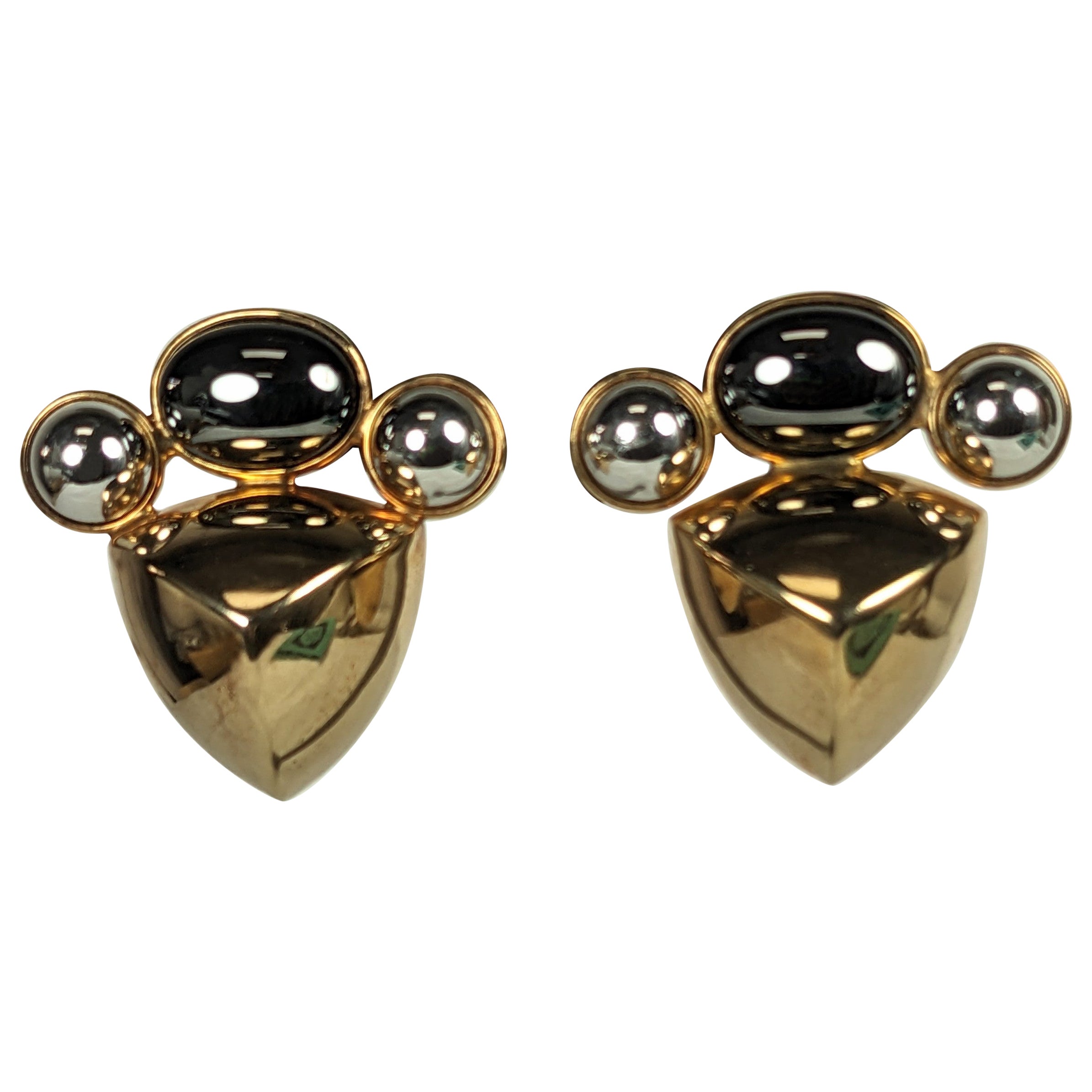 Striking Tri Color Stud Earrings For Sale
