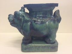 Striking Turquoise Asian Foo Dog Garden Seat