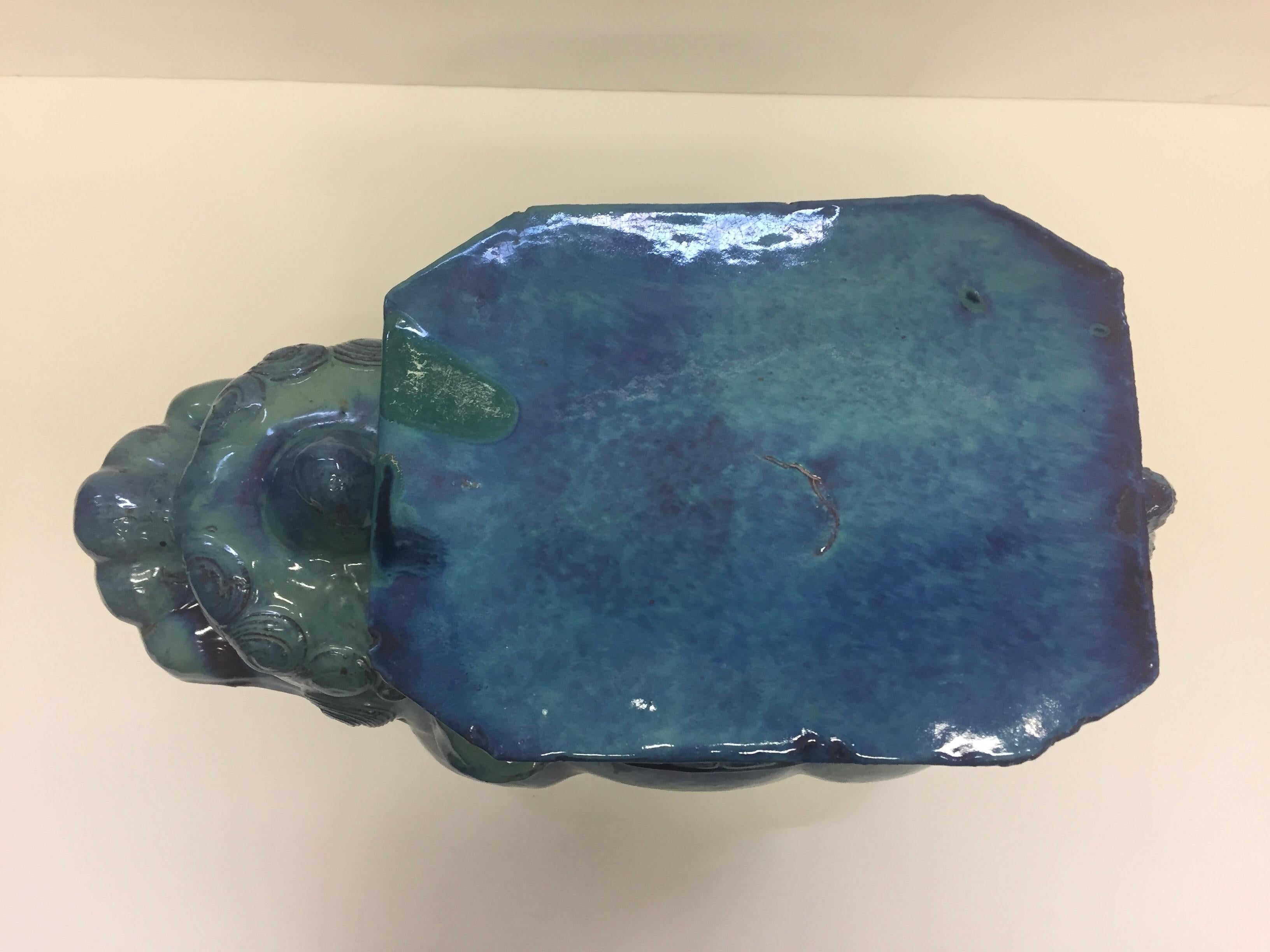 Late 20th Century Striking Turquoise Asian Foo Dog Garden Seat