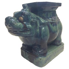 Striking Turquoise Asian Foo Dog Garden Seat