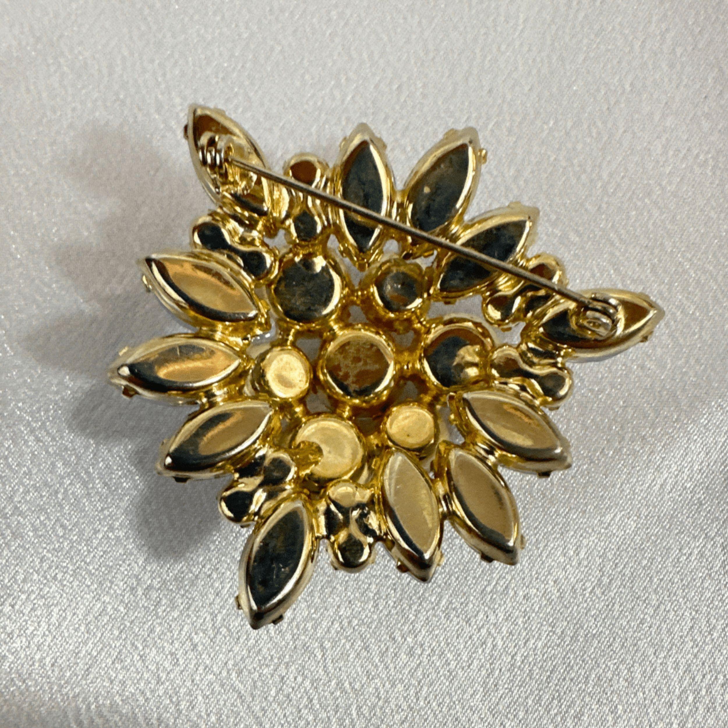 Introducing a truly captivating vintage brooch pin, adorned with a delightful combination of white, blue, and pink glass stones, complemented by shimmering rhinestones. This unsigned Hobe brooch is a remarkable piece of vintage jewelry, exuding