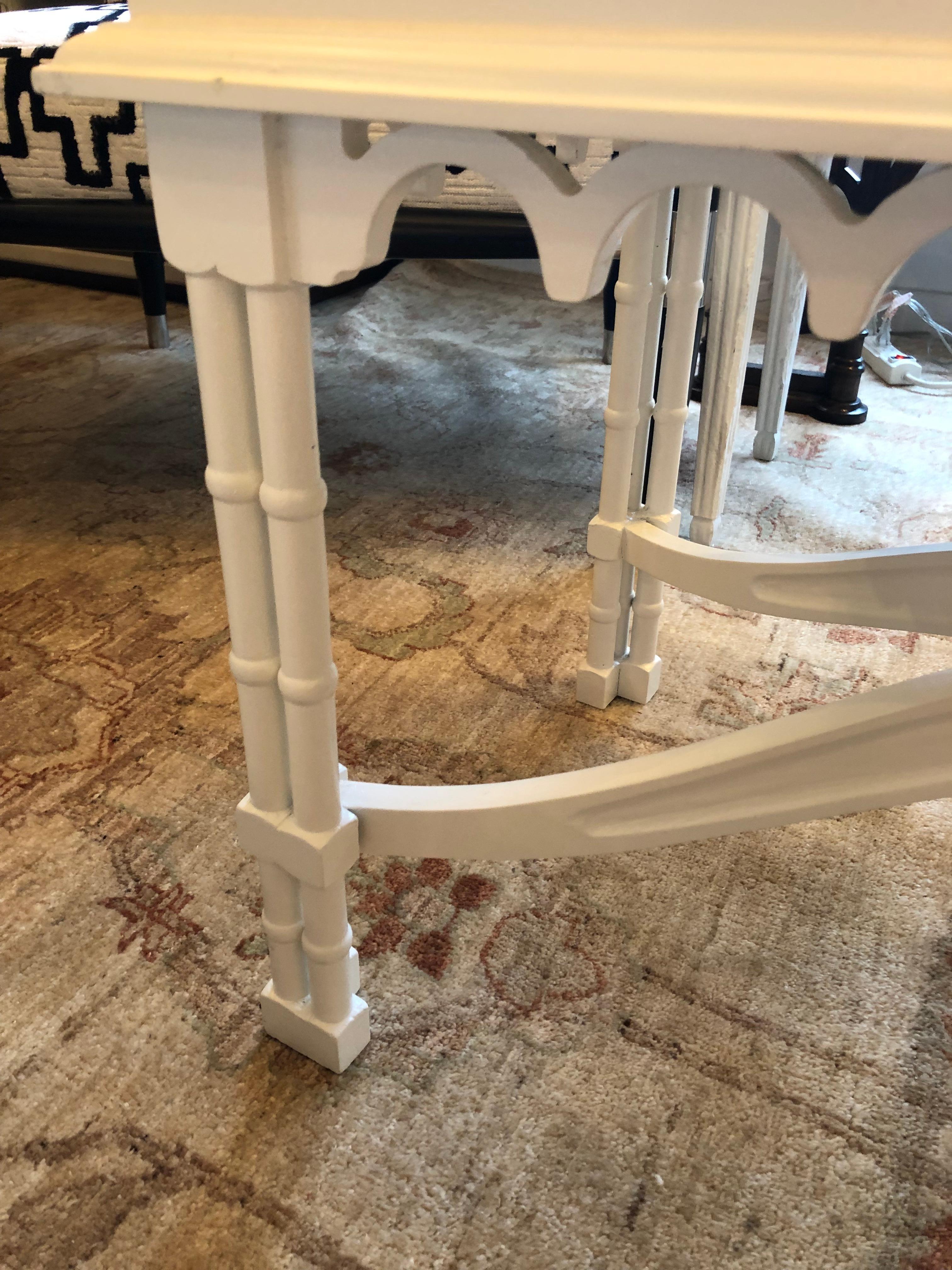 Striking Updated Painted Gothic Revival Coffee Table For Sale 1