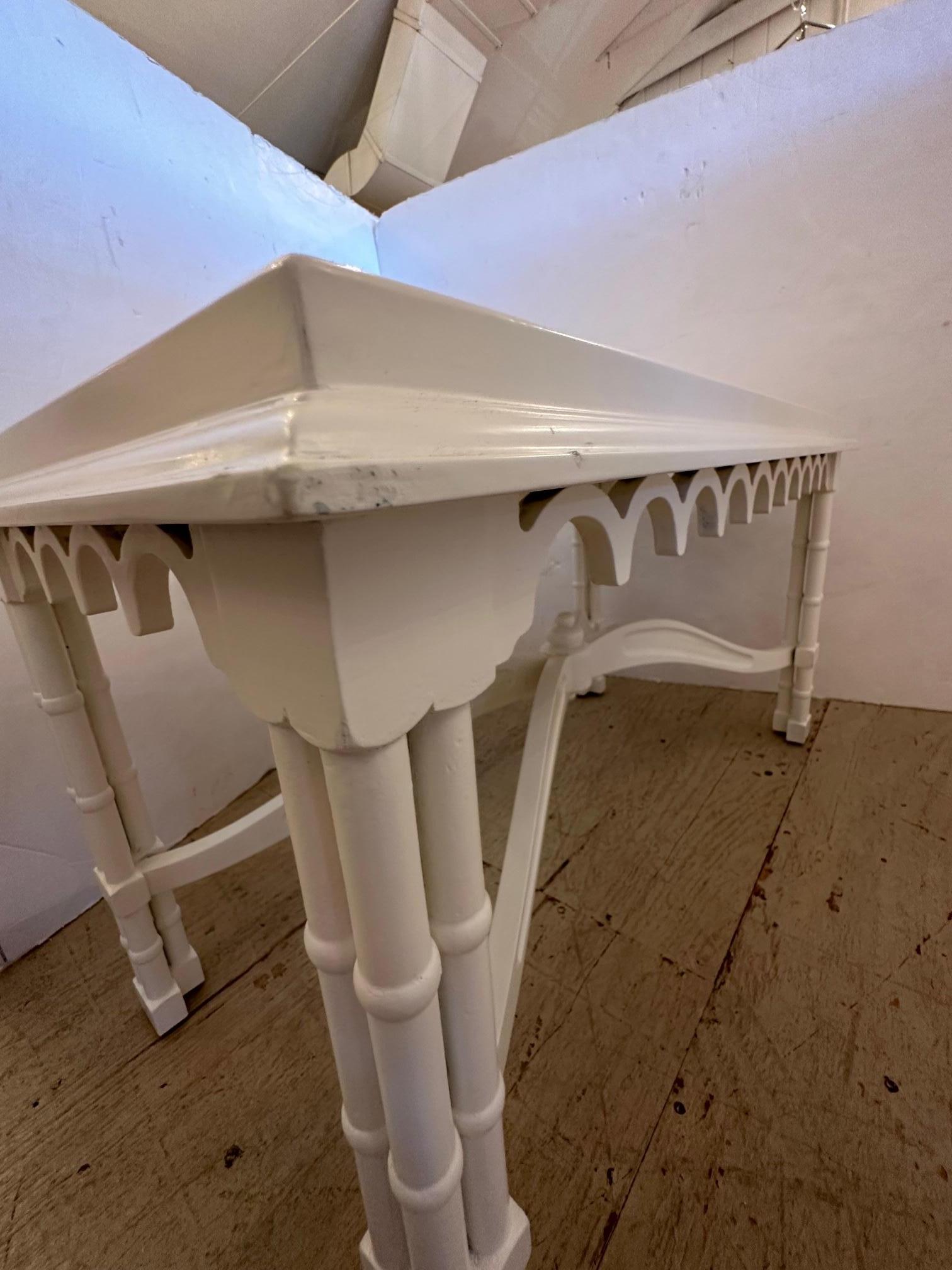 Striking Updated Painted Gothic Revival Coffee Table For Sale 2