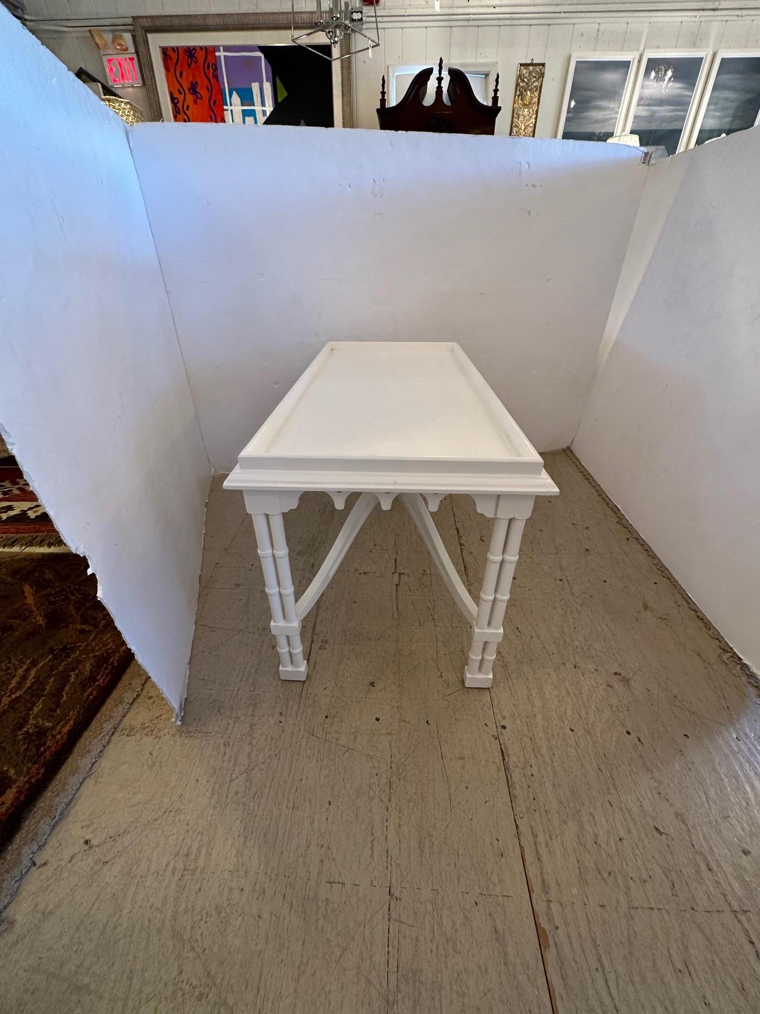 Striking Updated Painted Gothic Revival Coffee Table For Sale 3