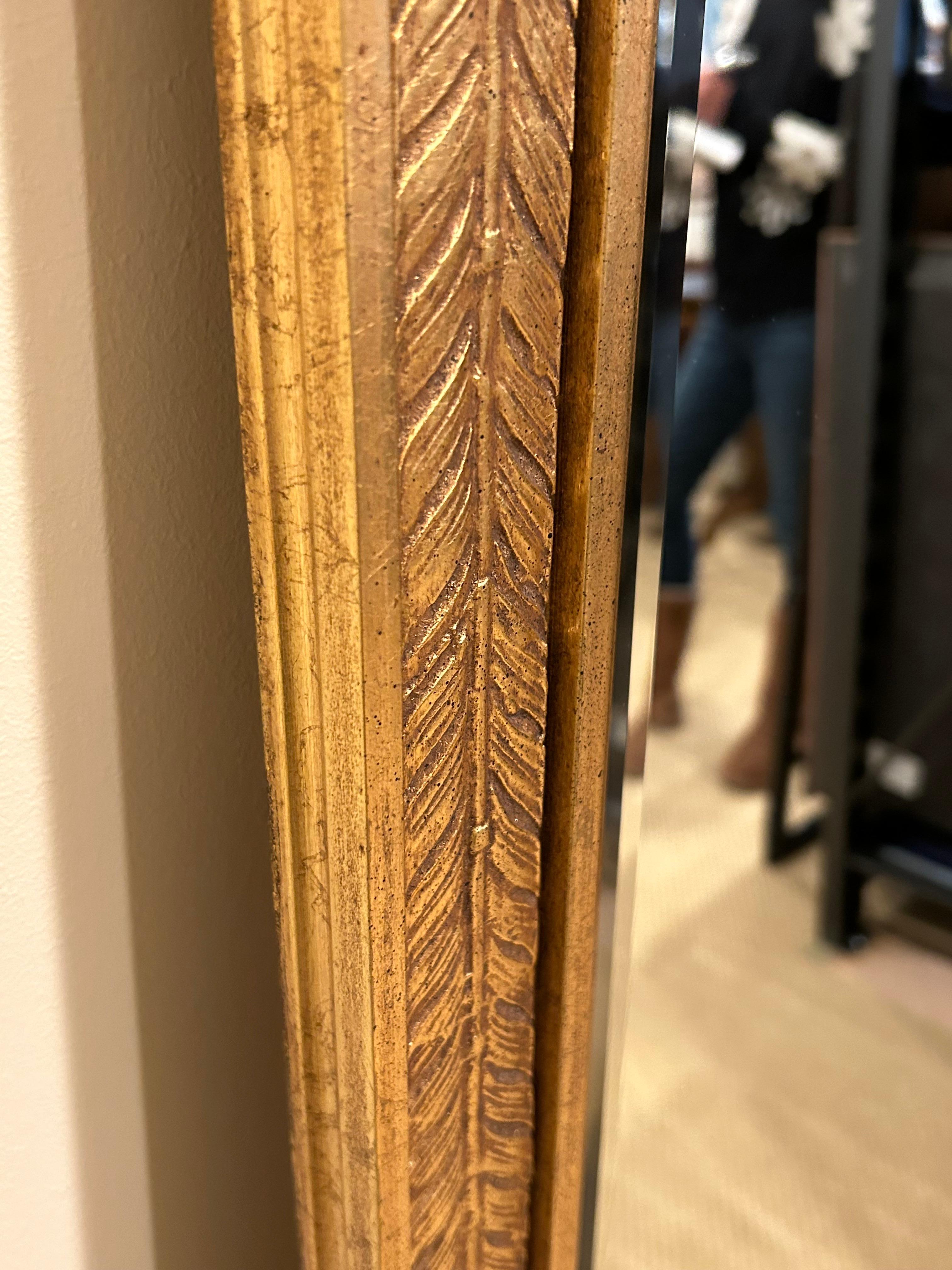 Striking Very Large Gold Leaf and Ebonized Mirror With Feathers & Rosettes In Good Condition In Hopewell, NJ