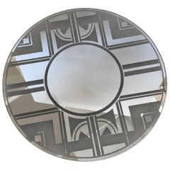 Striking Vintage Art Deco Round Mirror