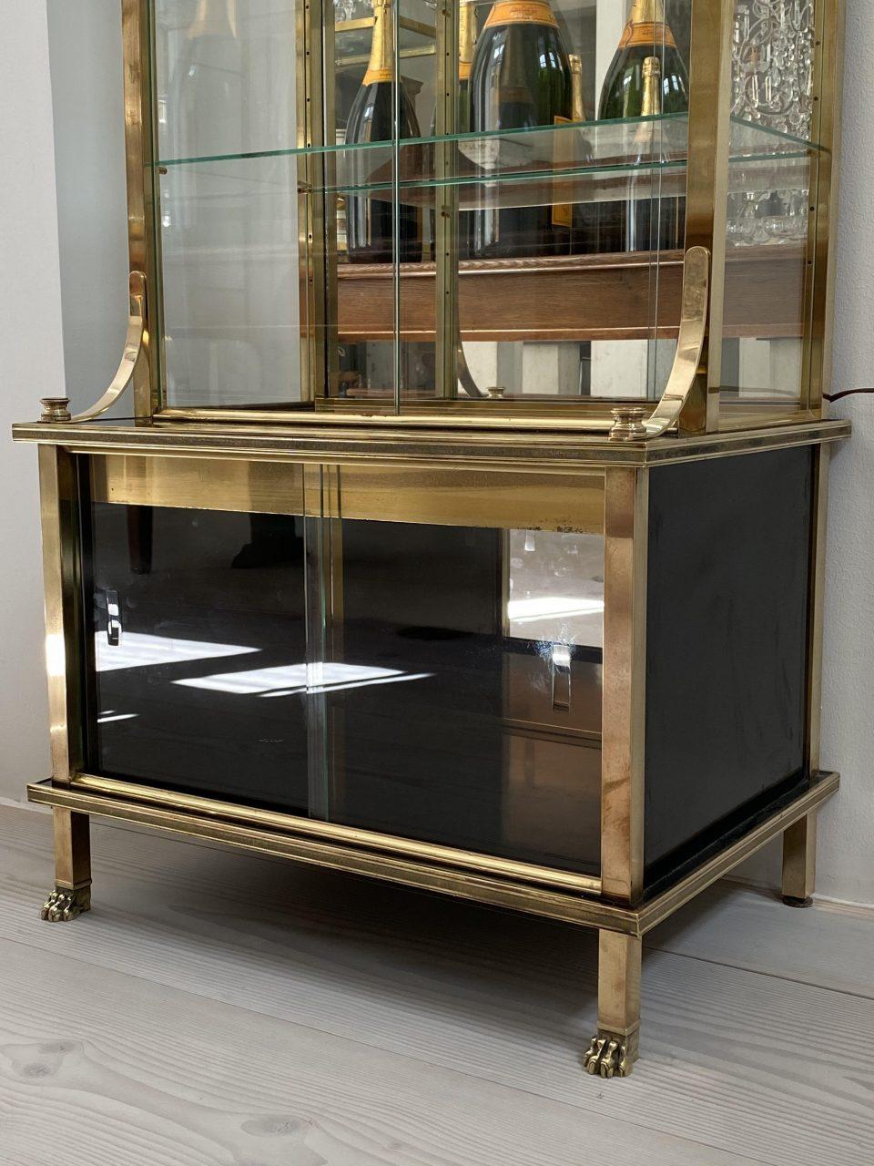 French Striking Vintage Cabinet-Brass and Glass