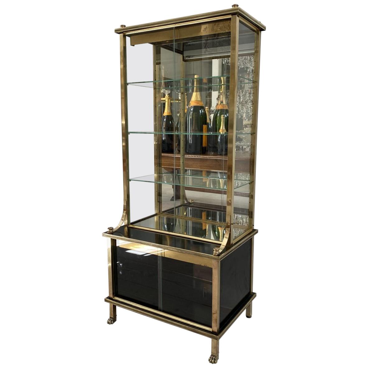 Striking Vintage Cabinet-Brass and Glass