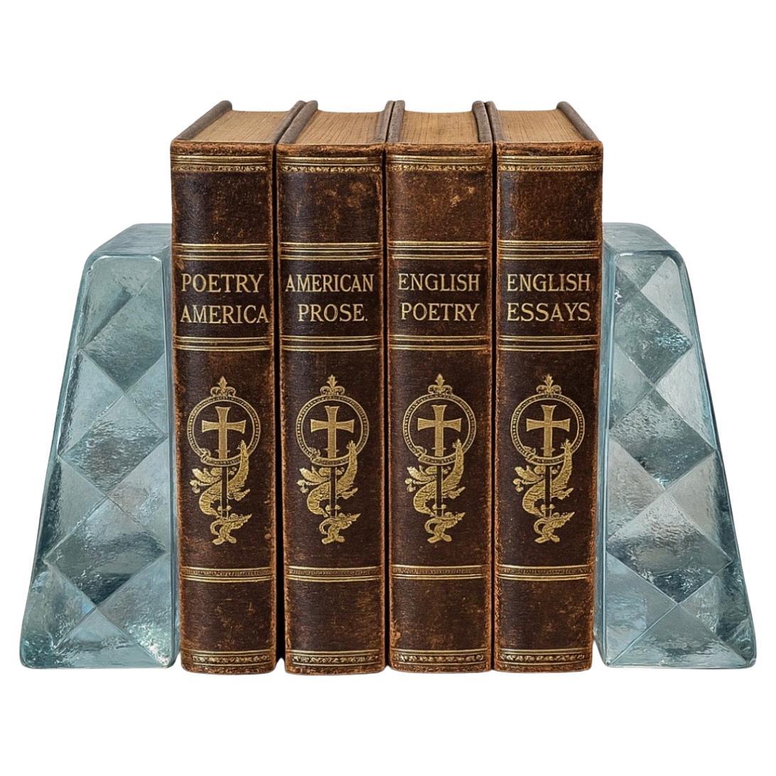 Straordinari fermalibri in vetro trasparente vintage di Blenko