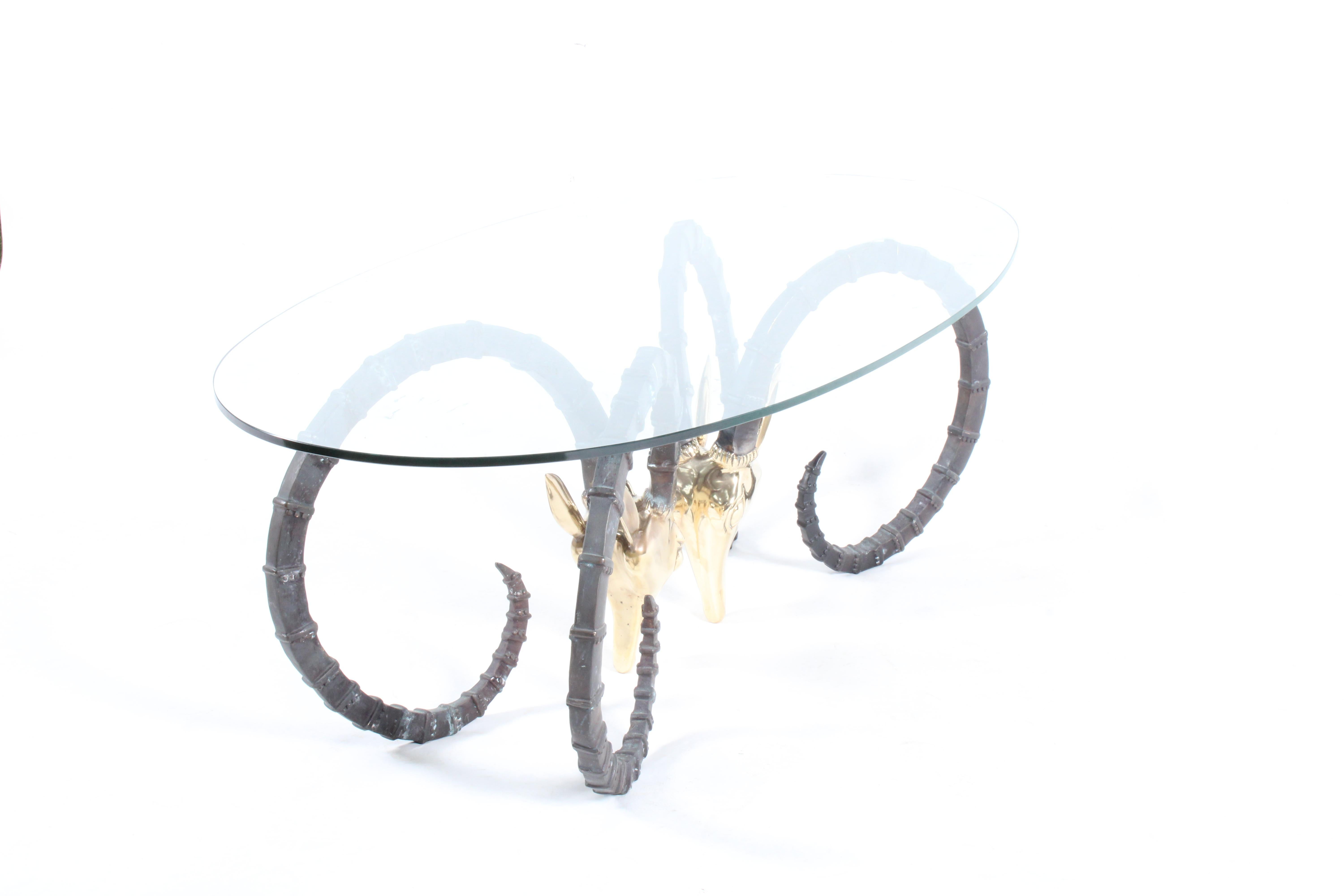 Striking Vintage Ibex or Rams Head Coffee Table in the Style of Alain Chervet For Sale 5