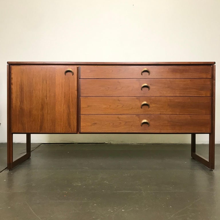 Striking Walnut Sideboard Cabinet by Jens Risom, 1960s at 1stDibs