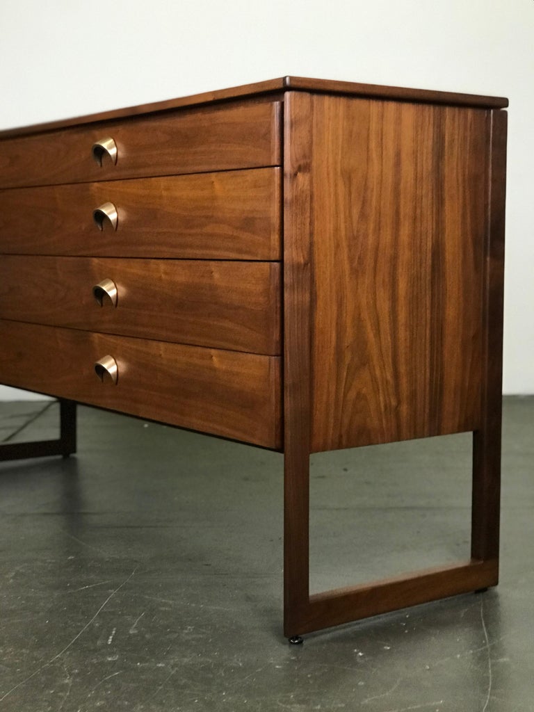 Striking Walnut Sideboard Cabinet by Jens Risom, 1960s at 1stDibs