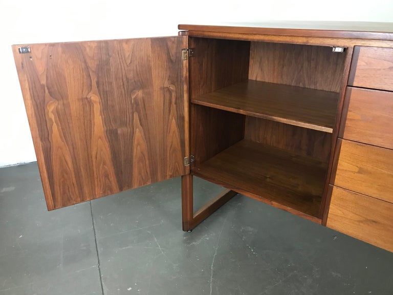 Striking Walnut Sideboard Cabinet by Jens Risom, 1960s at 1stDibs