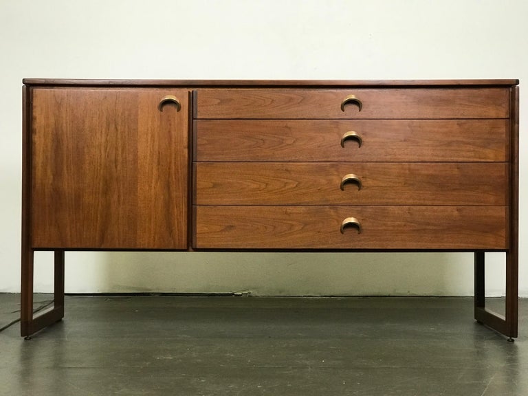 Striking Walnut Sideboard Cabinet by Jens Risom, 1960s at 1stDibs