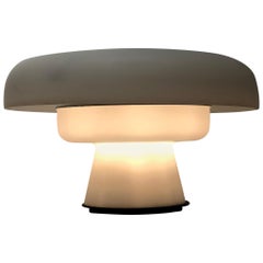 Striking White Frosted Mushroom Table Lamp by Fontana Arte