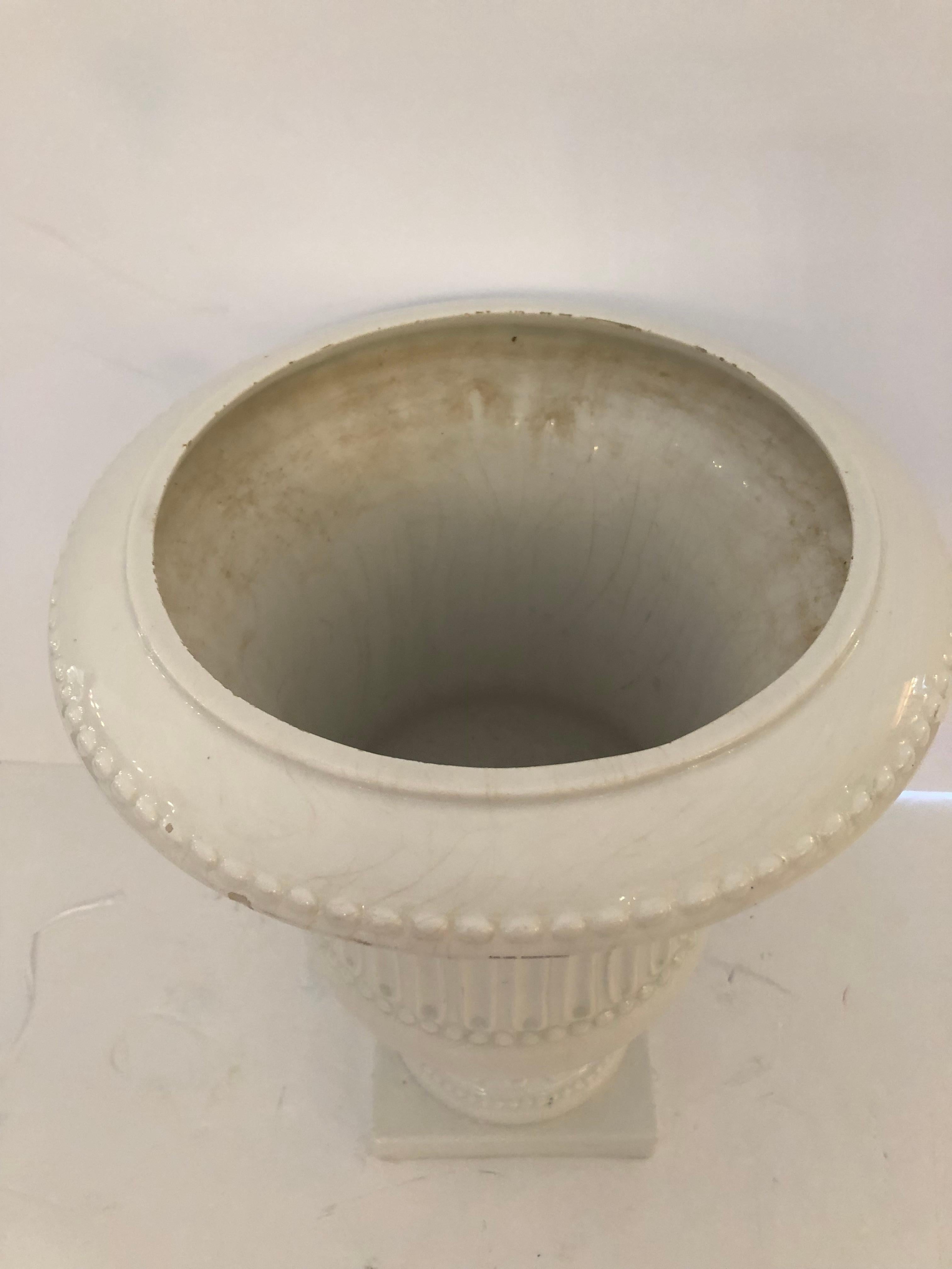 Striking White Italian Ceramic Neoclassical Urn For Sale 6