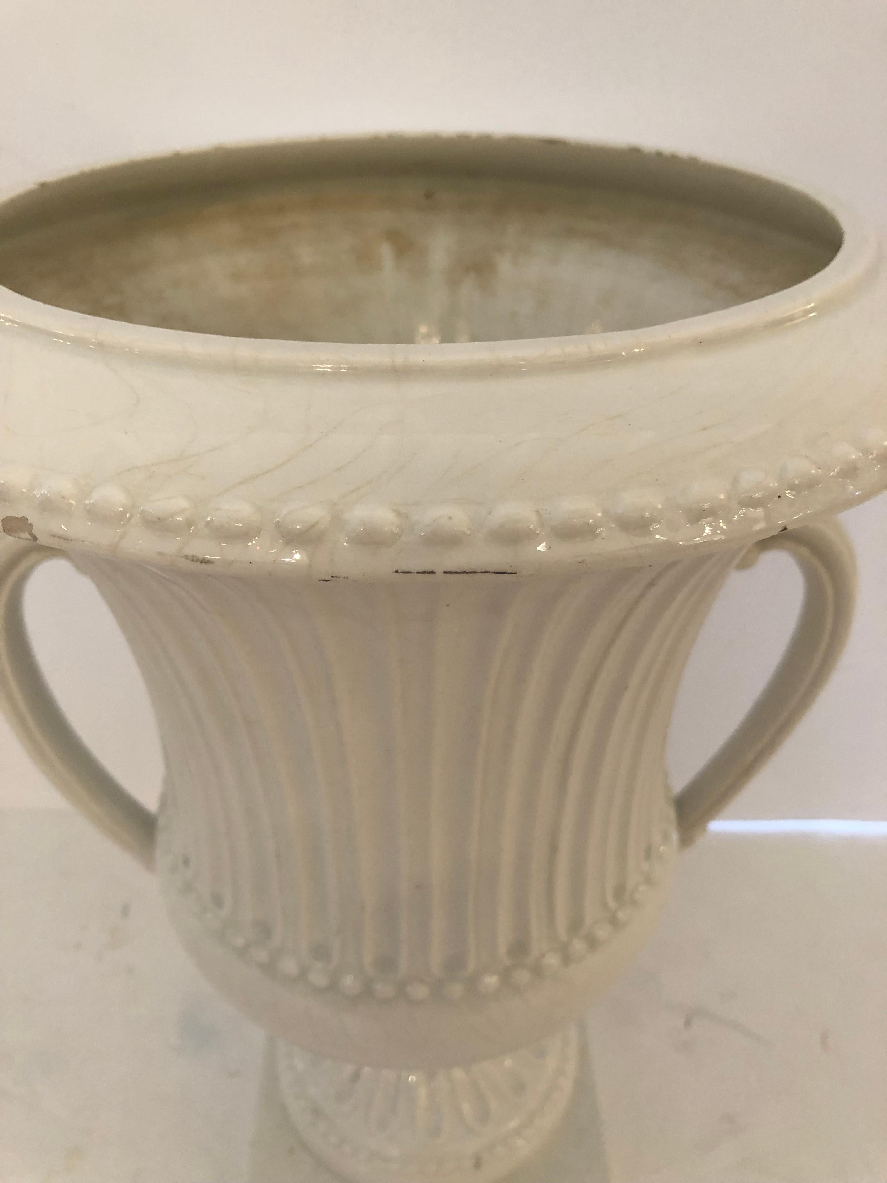 Striking White Italian Ceramic Neoclassical Urn For Sale 7