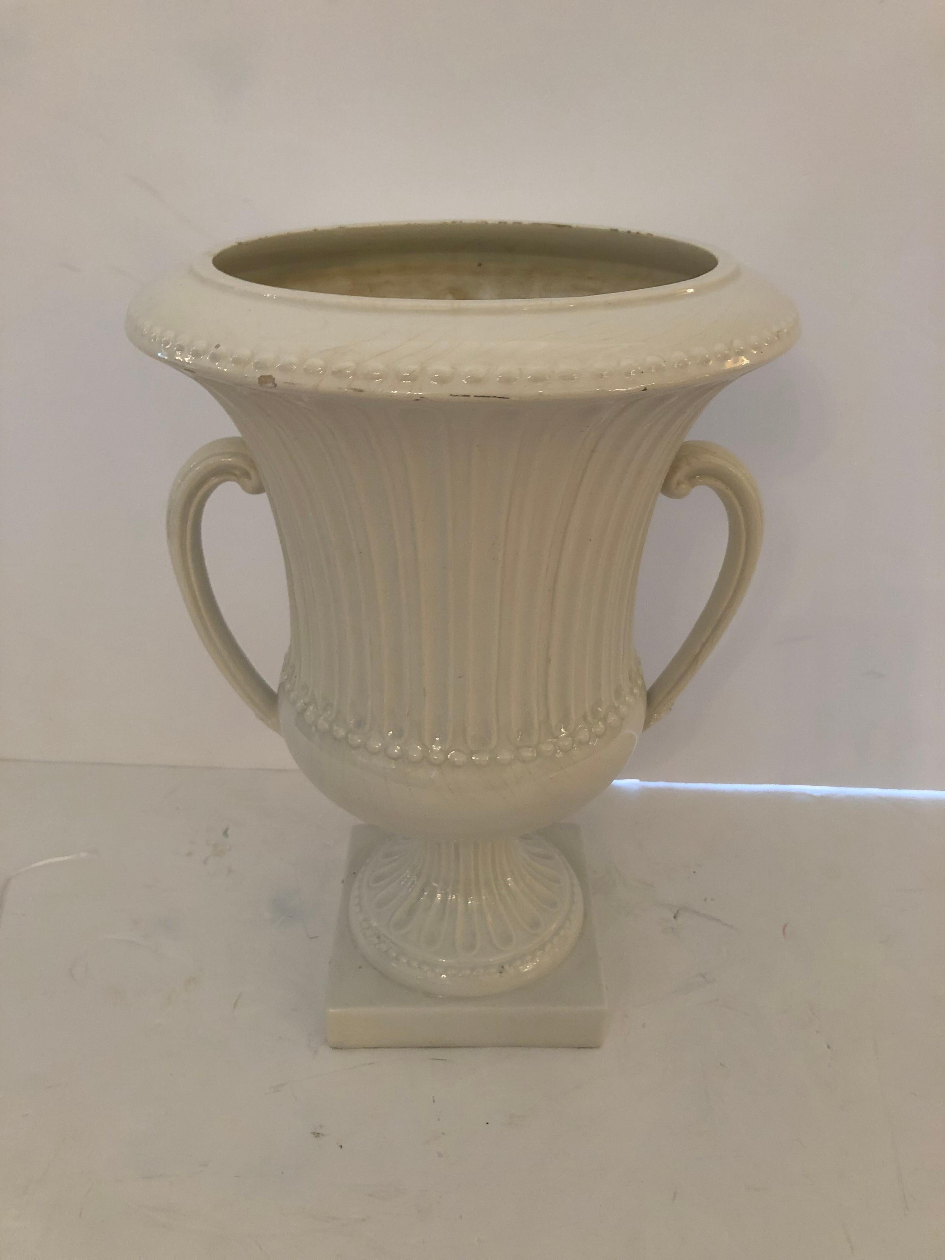 Striking White Italian Ceramic Neoclassical Urn For Sale 8