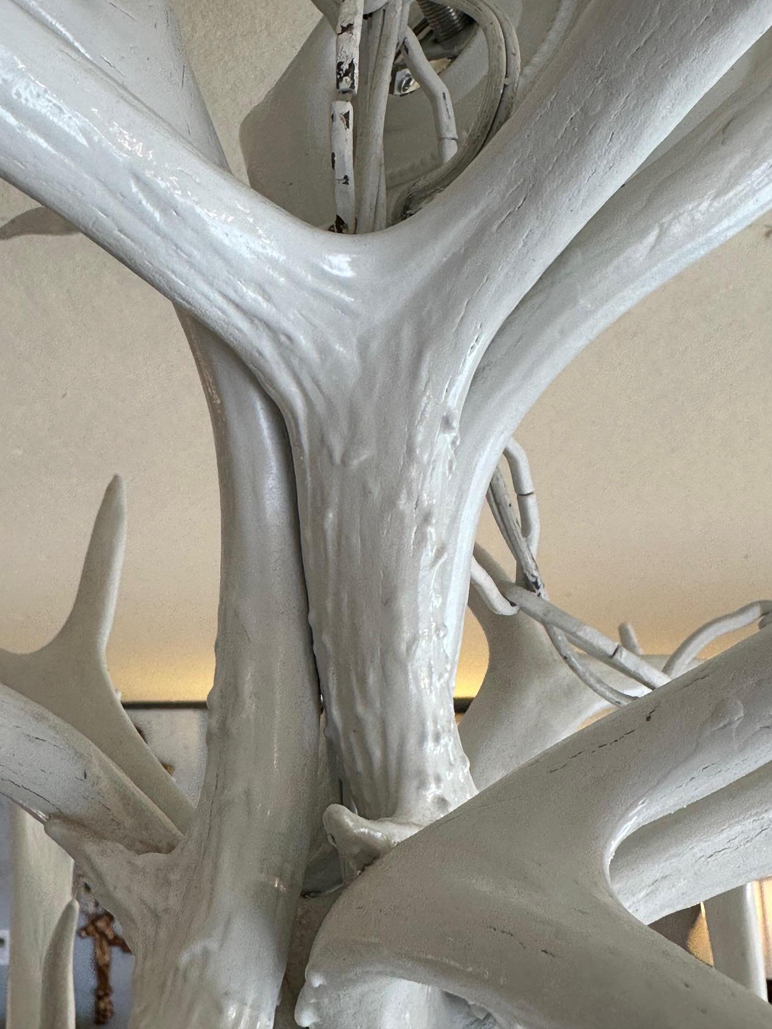 Striking White Painted Antler Chandelier For Sale 4