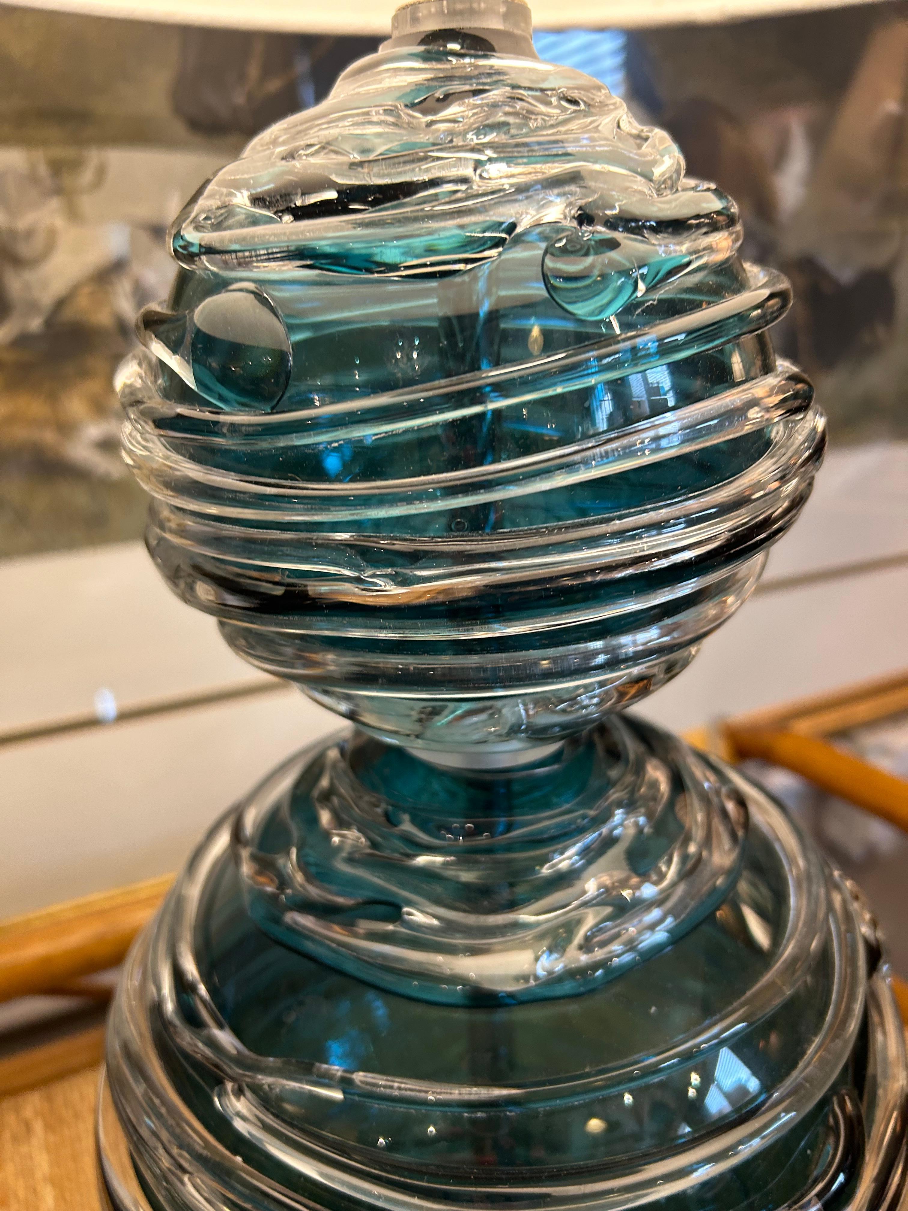 Modern Striking William Yeoward Designer Art Glass Alfie Jade Table Lamp For Sale