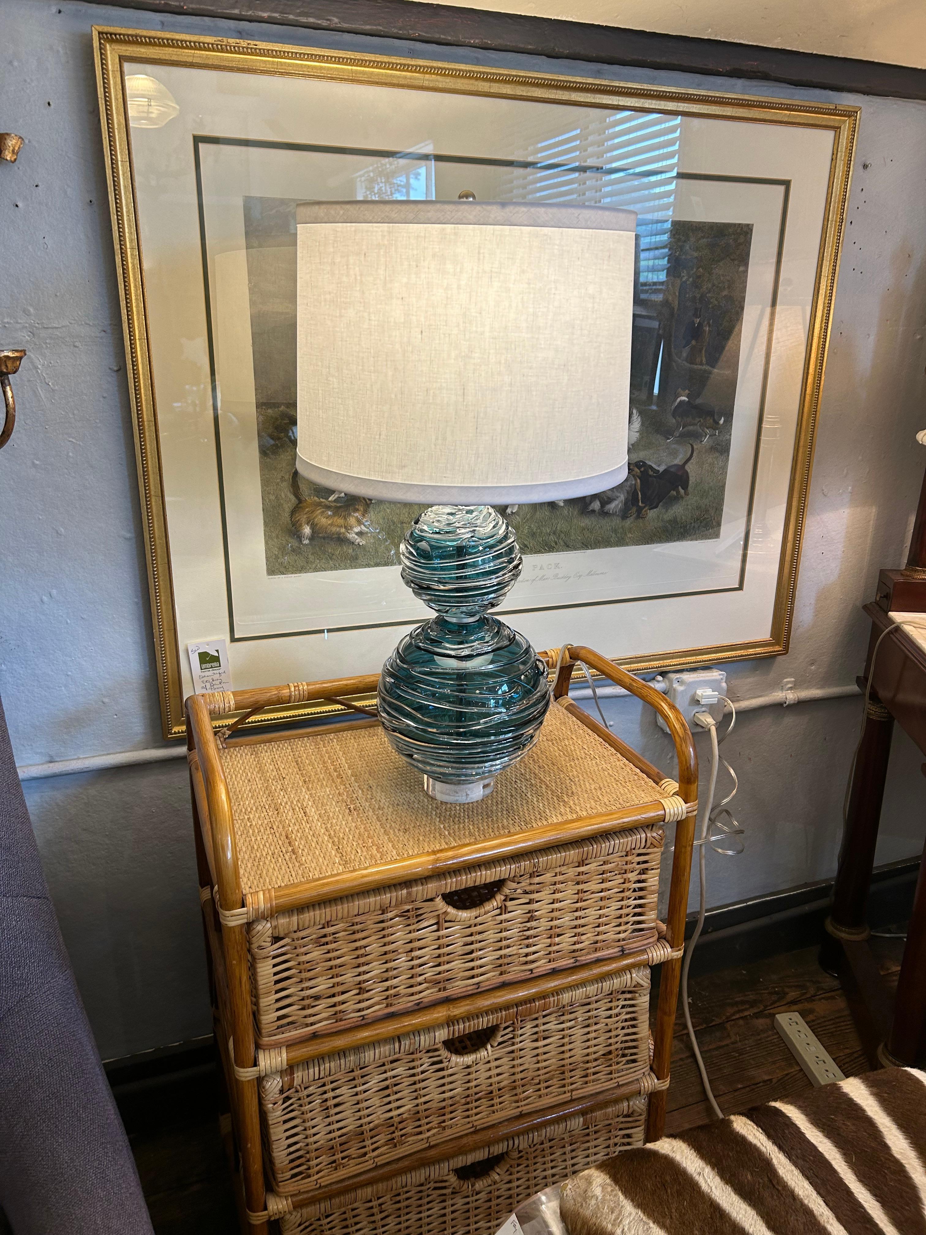 Striking William Yeoward Designer Art Glass Alfie Jade Table Lamp For Sale 2