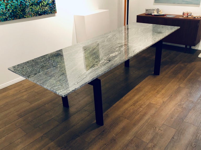 Striking Extra Large Solid Granite and Metal Base Frame Conference Dinning  Table at 1stDibs