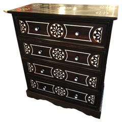 Strikingly Beautiful Retro Black and White Inlaid Chest of Drawers