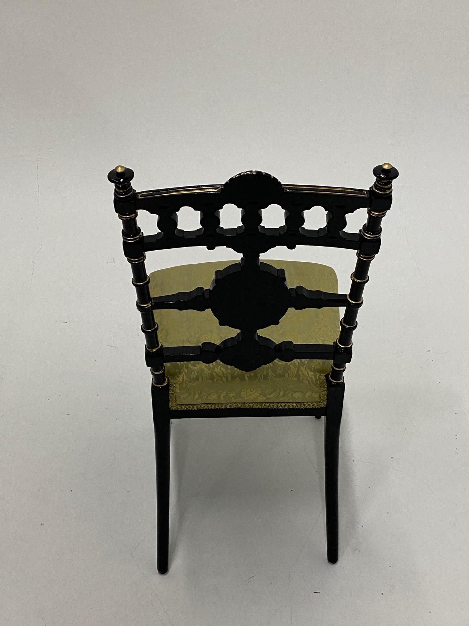 Strikingly Decorative Victorian Aesthetic Movement Gilt & Ebonized Chair In Good Condition For Sale In Hopewell, NJ
