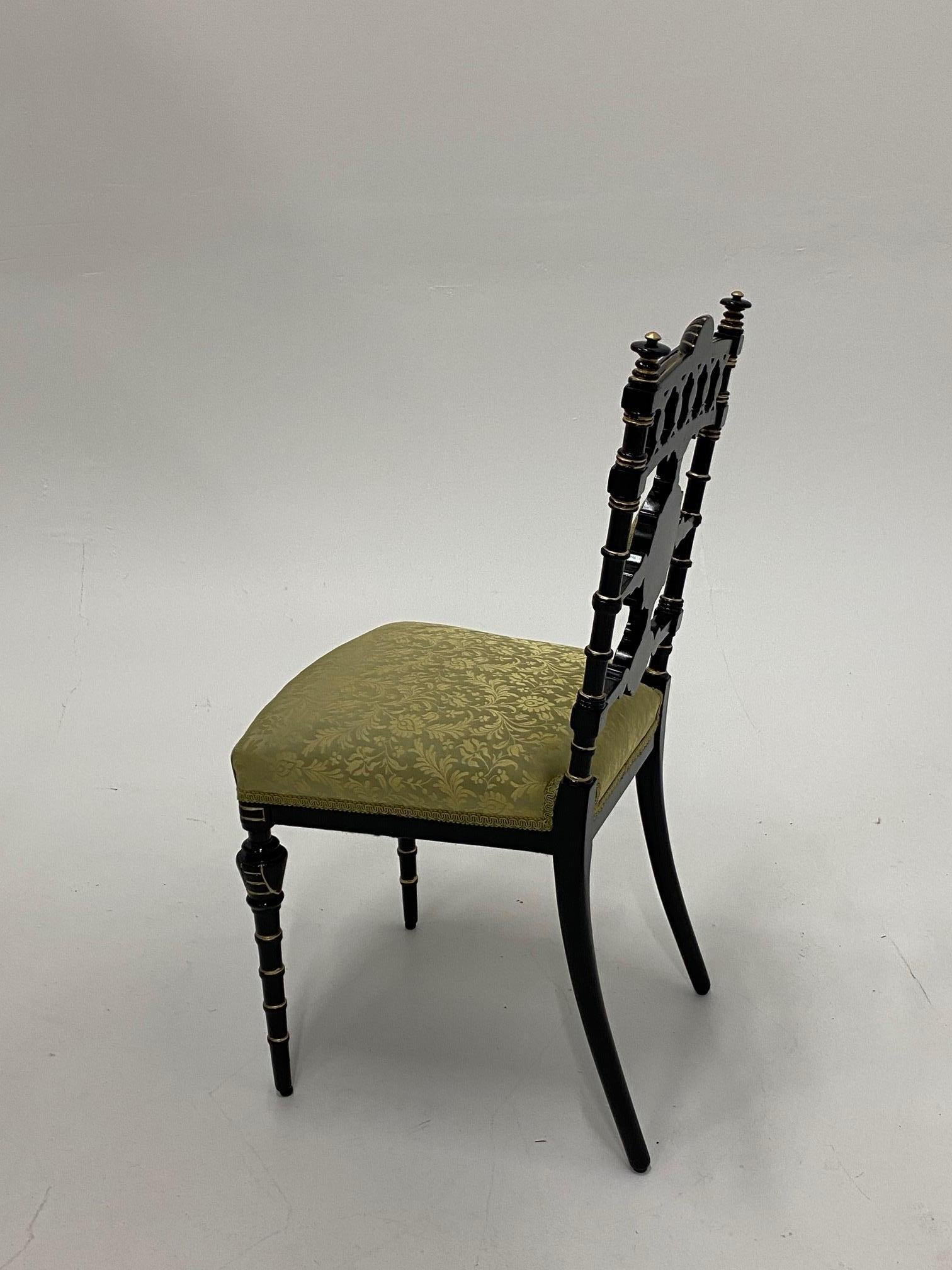 Strikingly Decorative Victorian Aesthetic Movement Gilt & Ebonized Chair For Sale 1