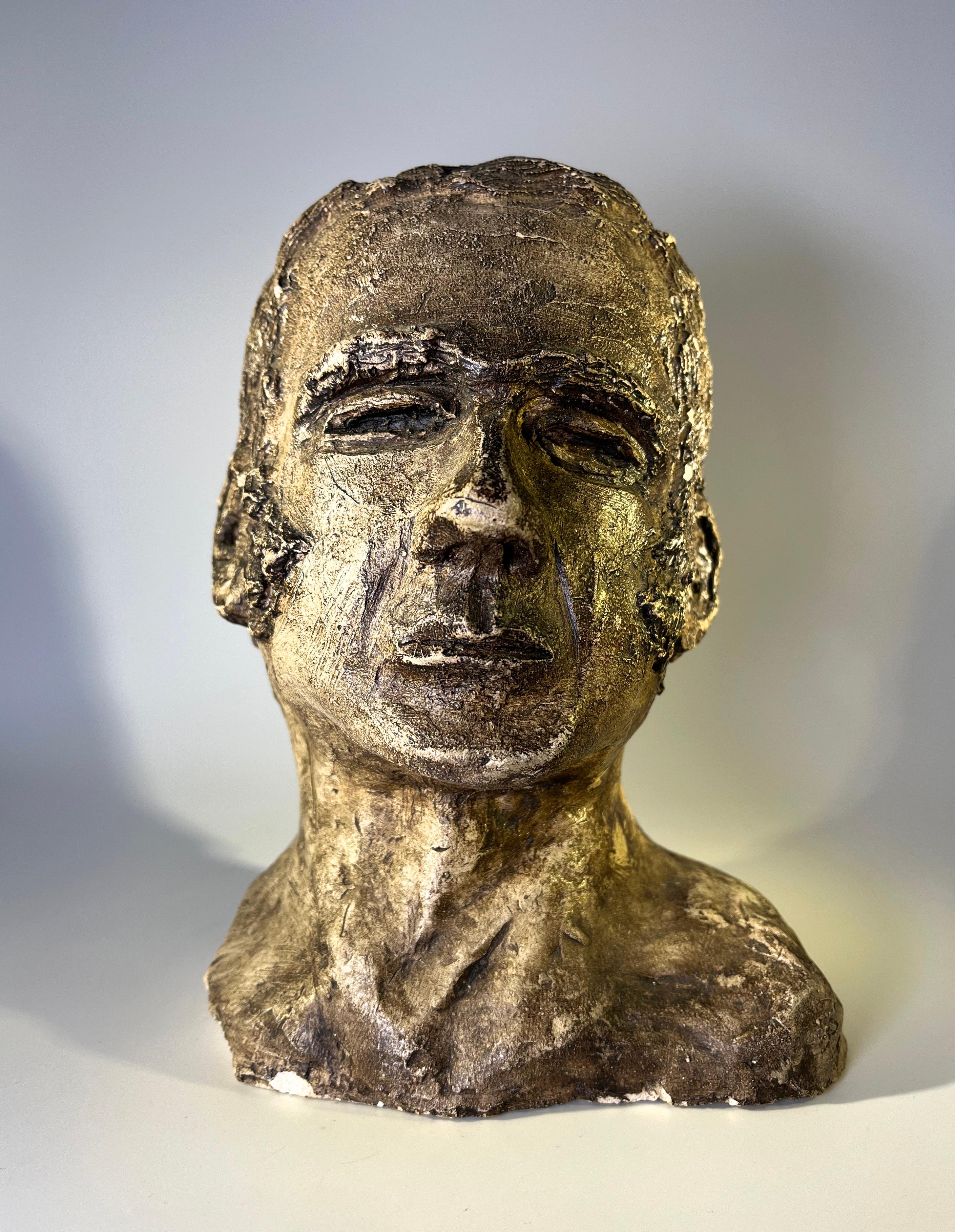 Asombroso y poderoso busto de escultura de arcilla de época de un macho sudamericano en venta 1