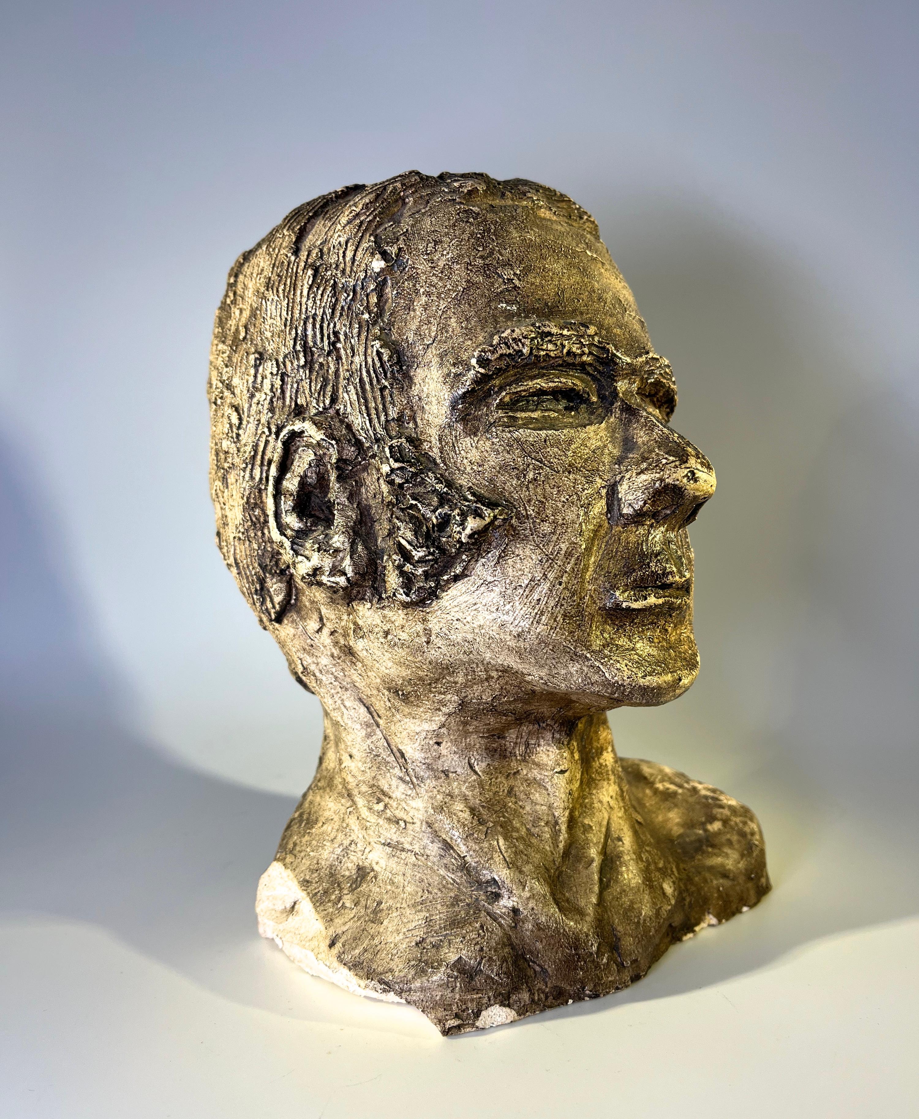 20th Century Strikingly Powerful, Vintage Clay Sculpture Bust Of A South American Macho Male For Sale
