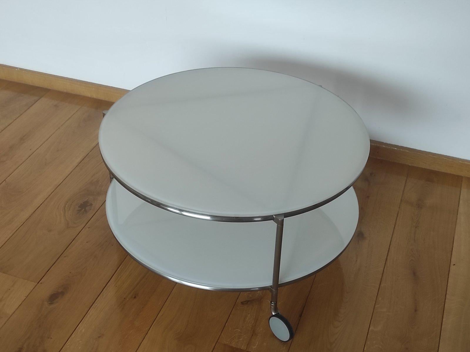 IKEA Table basse Strind en verre opalin par Ehlen Johansson années 1980