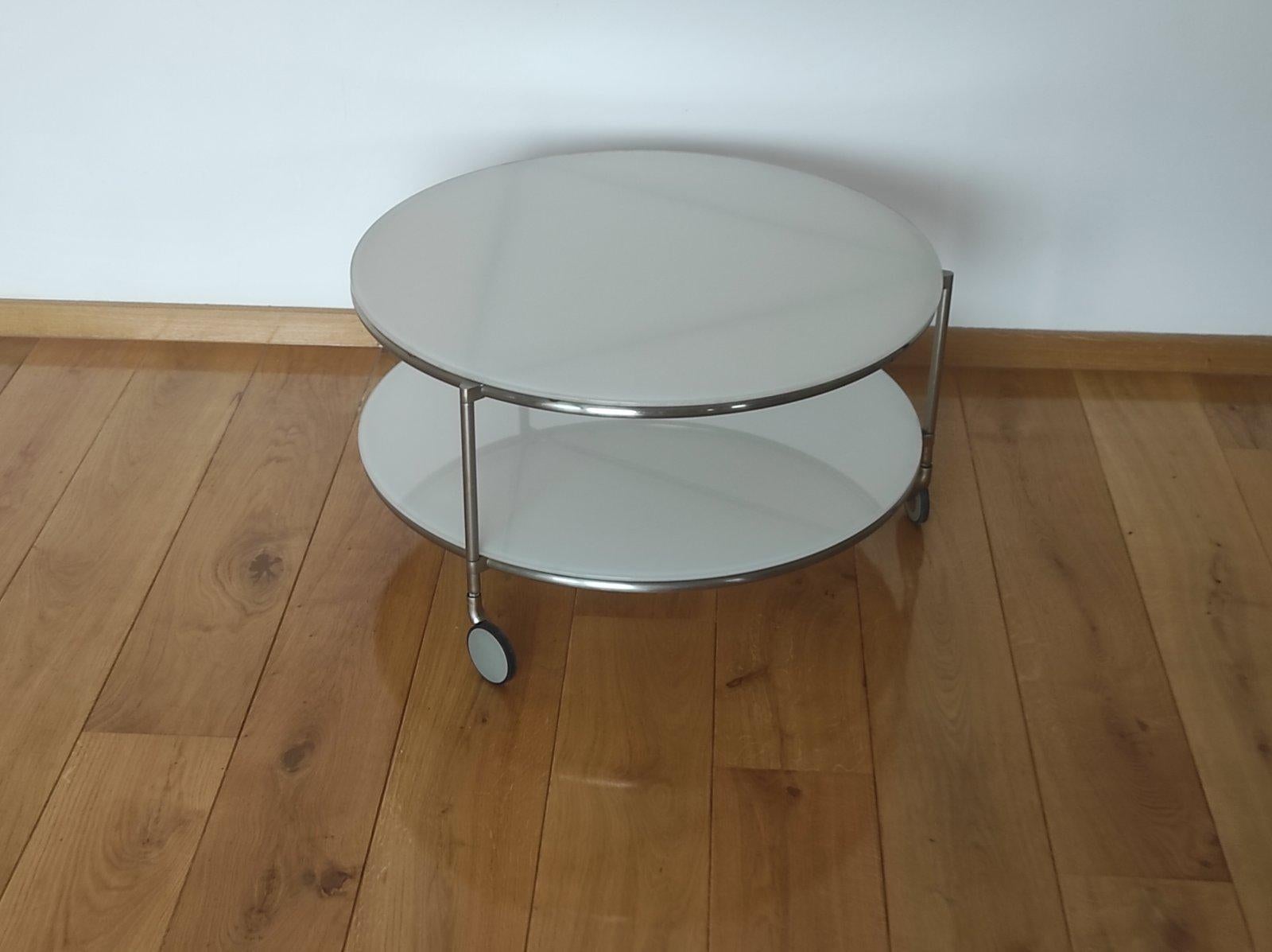 Mid-Century Modern Table basse STRIND d'Ehlen Johansson pour IKEA  1980 en verre opalin en vente