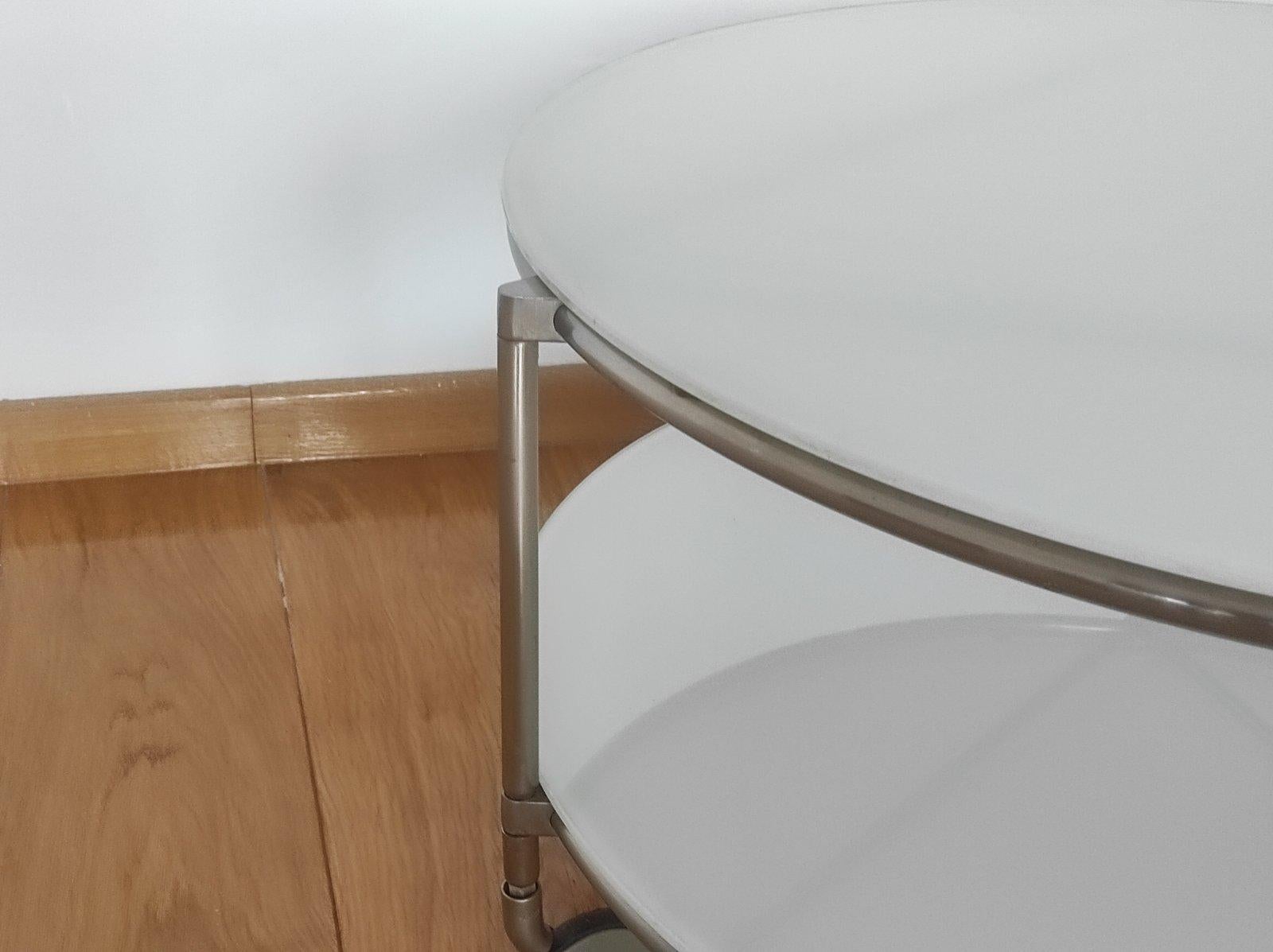 Aluminium Table basse STRIND d'Ehlen Johansson pour IKEA  1980 en verre opalin en vente