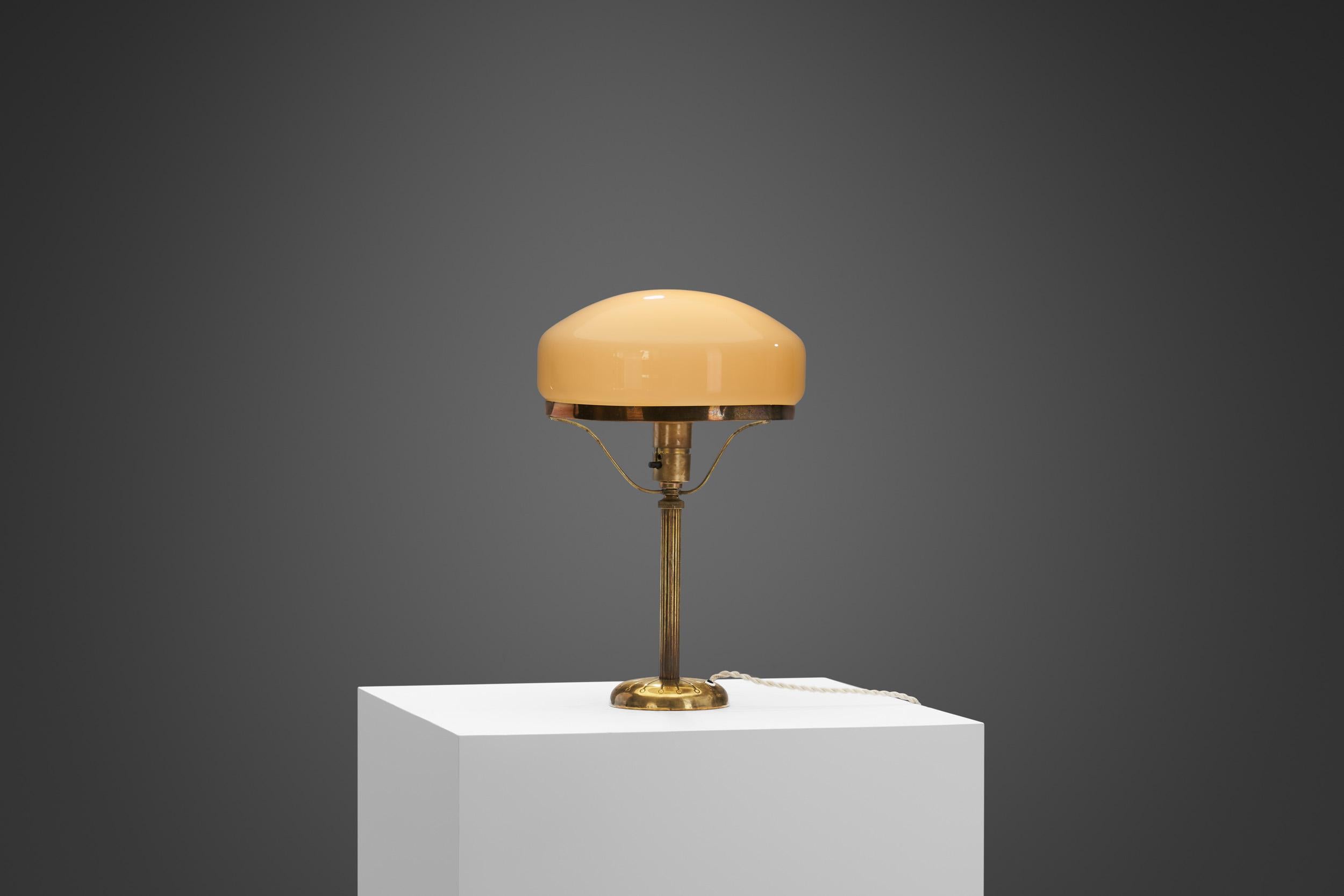 Swedish Strindberg Table Lamp in Brass and Glass, Sweden, Early 20th Century
