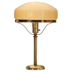 Antique Strindberg Table Lamp in Brass and Glass, Sweden, Early 20th Century