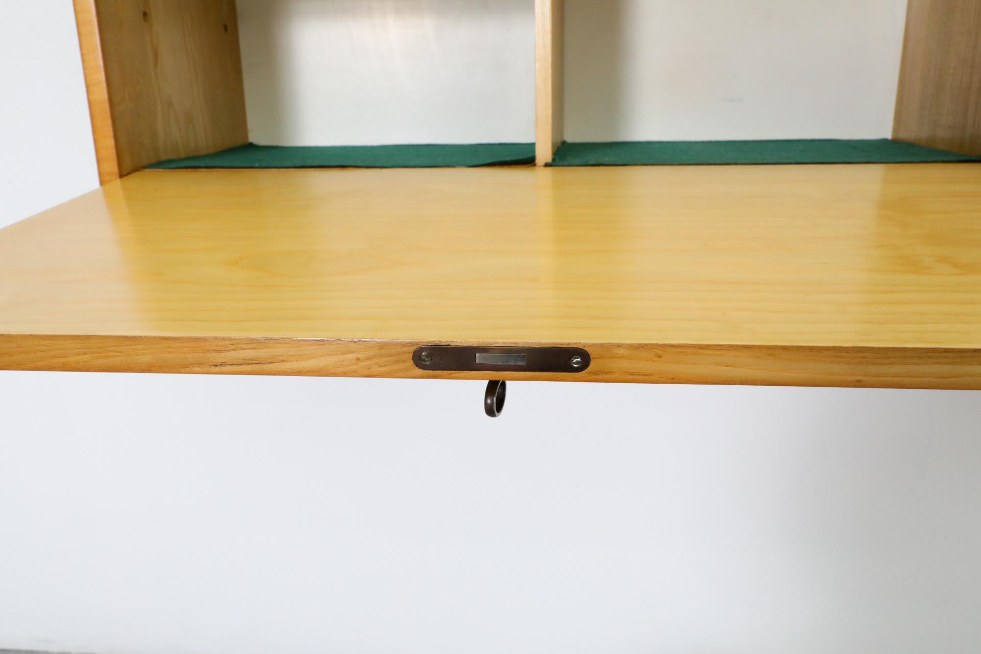 String 3 Section Oak Wall Mount Unit w/ 4 Shelves, 2 Cabinets & Magazine Rack For Sale 5