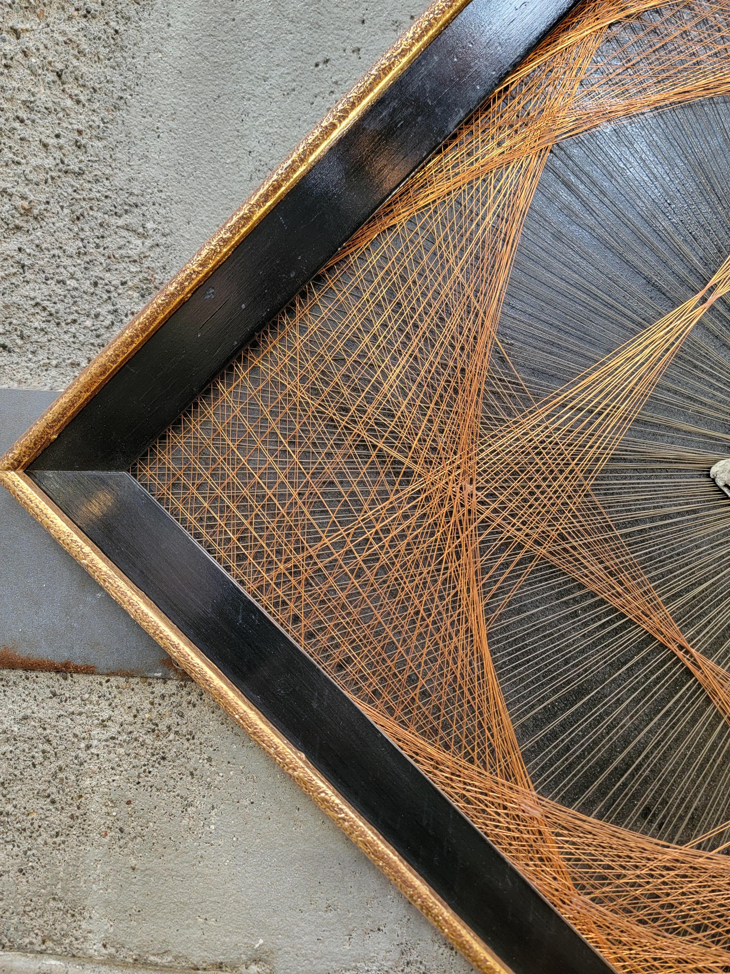 20th Century String Art Copper & Brass Wall Decoration For Sale