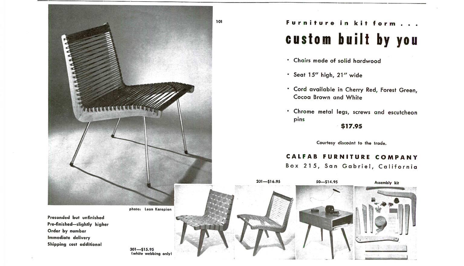 String Chair by Robert J Ellenberger for Calfab Good Design, 1950s For Sale 1