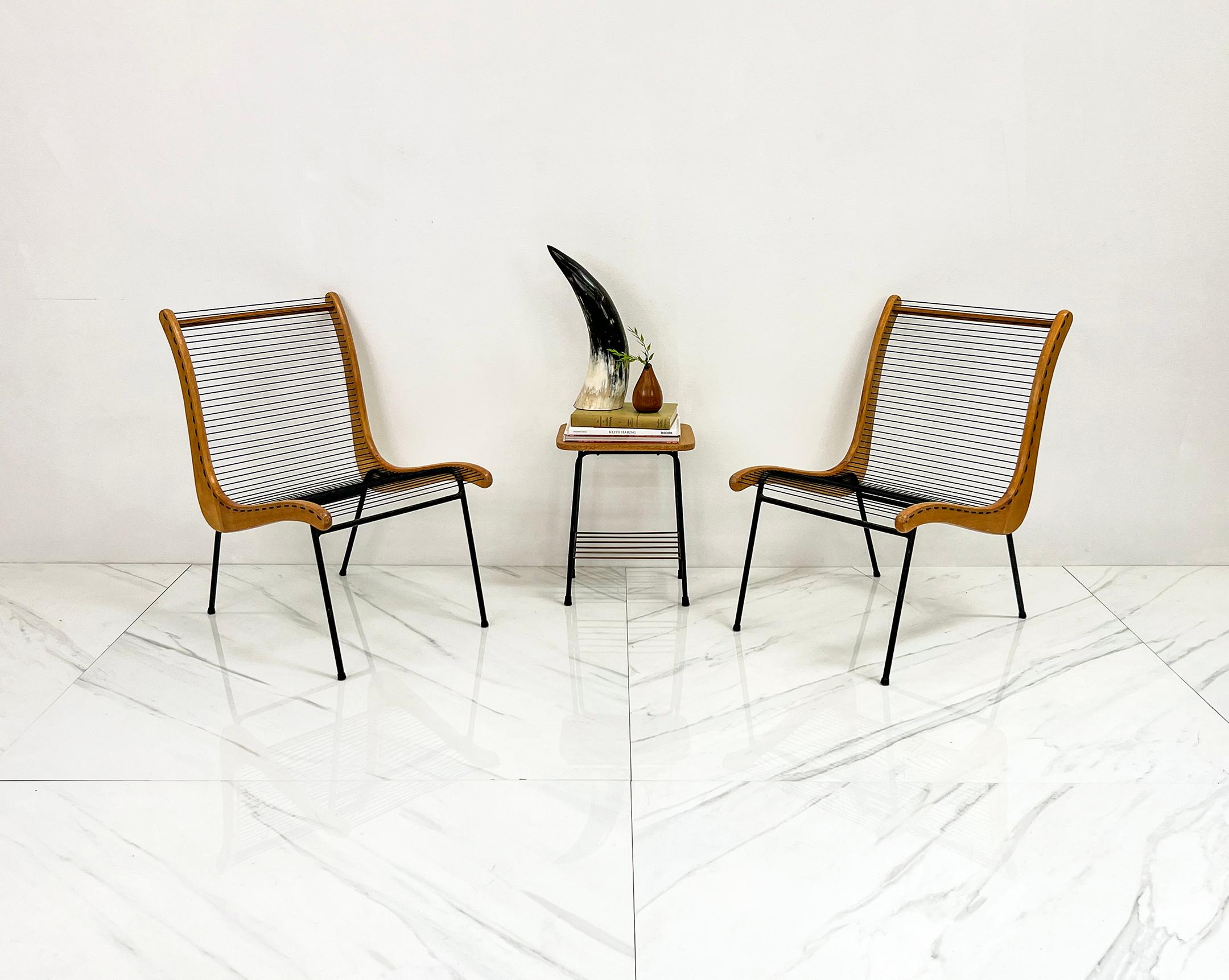 Mid-Century Modern String Chairs With Matching Table by Carl Koch, Vermont Tubbs, 1950's For Sale