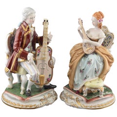 sevres porcelain figurines "String Duet", Pair of Porcelain Figurines, After Models from Sèvres
France