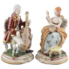 sevres porcelain figurines "String Duet", Pair of Porcelain Figurines, after Models from Sèvres
France