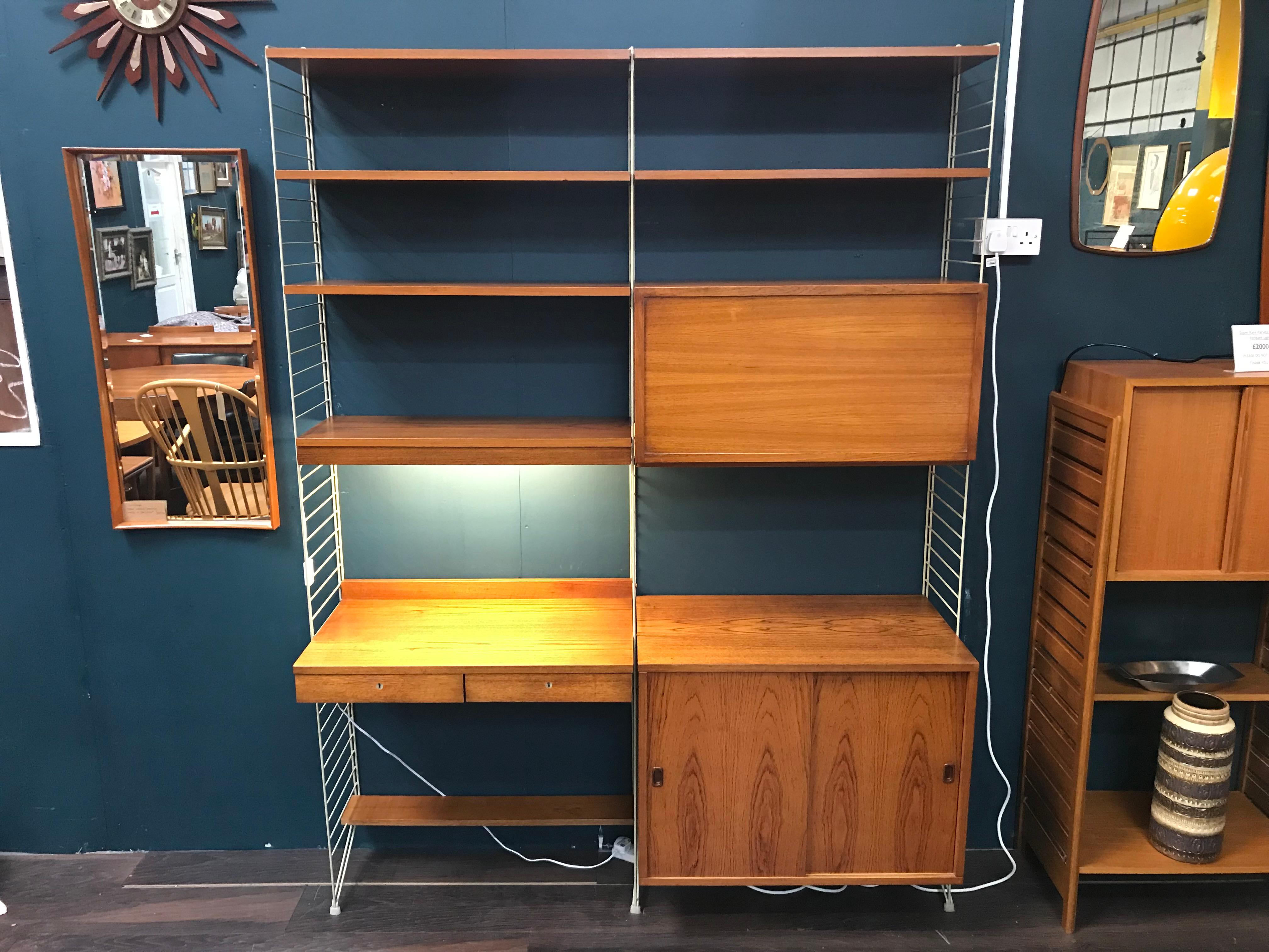 20th Century String Shelving System with Desk and Light by Nils Strinning, String Design AB For Sale