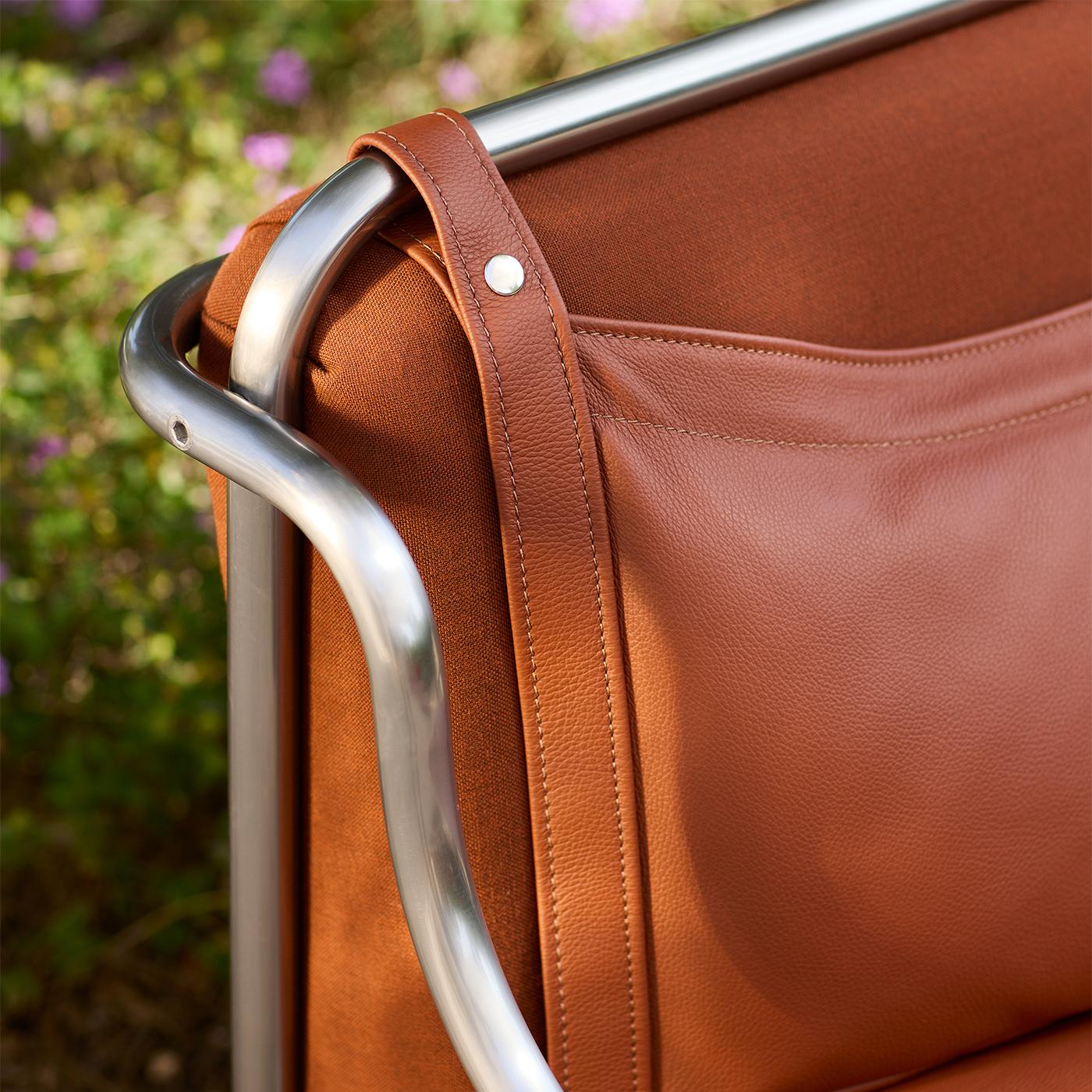 Italiano Stringa 1963 Brown Leather & Steel Armchair by Gae Aulenti in vendita