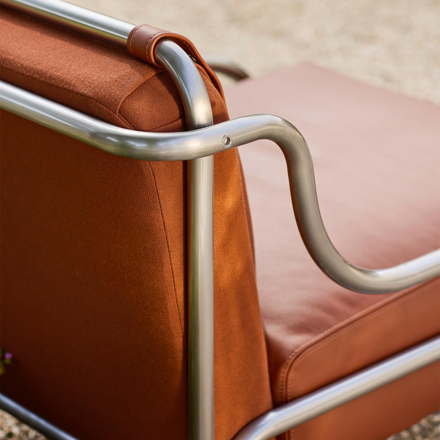 Stringa 1963 Brown Leather & Steel Armchair by Gae Aulenti In condizioni Nuovo in vendita a Milan, IT