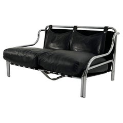 Stringa 2-seater Leather Sofa by Gae Aulenti for Poltronova, 1960s